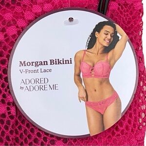 New 3x Adore Me Set Of 2 Panties Neon Pink Black Lace Morgan Bikini Style Plus